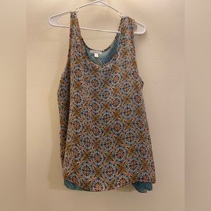 John Paul Richard Medallion print with a stripe lining layered tank top Women's